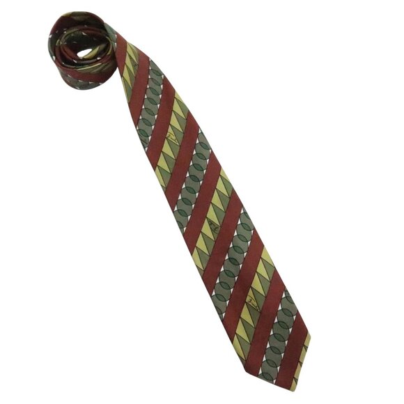 vtg EMILIO PUCCI Geometric silk print skinny tie - Picture 1 of 4